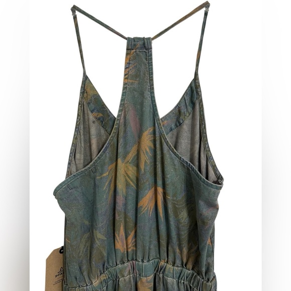 NWT Prana Blue Washed Leaves Denim Chambray Sky Haven Dress Spaghetti Straps - Picture 5 of 11